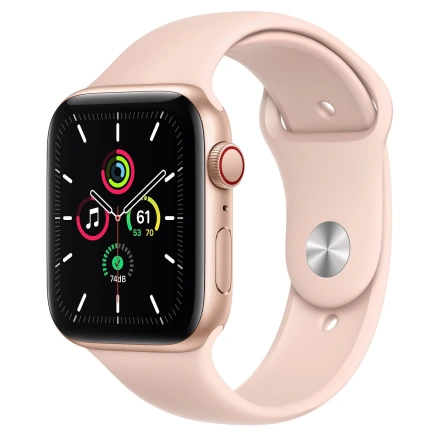 Apple Watch SE GPS + Cellular 44mm Gold Aluminum Case with Pink Sand Sport Band (MYEP2, MYEX2)